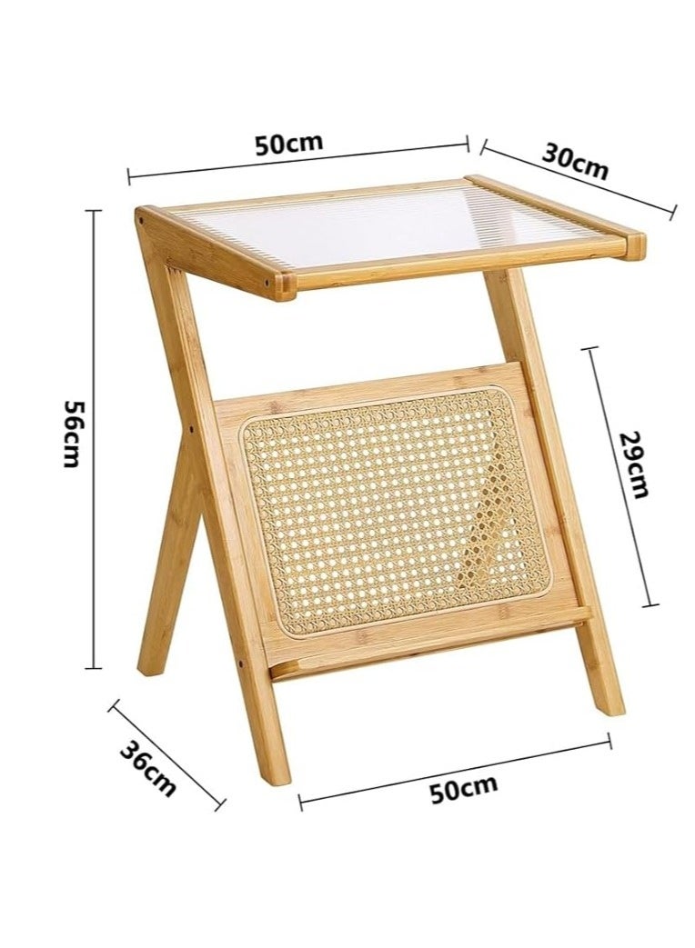 Glass Top Nightstand Modern Z-Shaped  – Functional & Trendy for Compact Rooms - Image 3